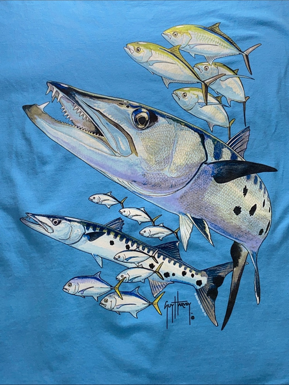 Guy Harvey Blue Fishing Graphic Tee 2X Men’s – Fish Illustration T-Shirt